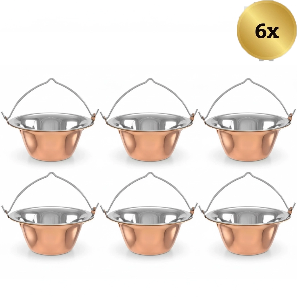 Nerezové mini kotlíky s medeným povrchom 6x